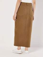 Apricot Brown Layed On Rise Split Denim Skirt - Image 5 of 5