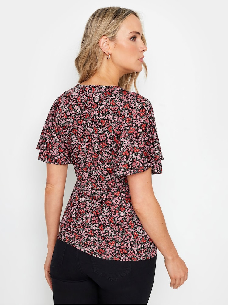 Long Tall Sally Red Flutter Sleeve Tea Top - Image 3 of 5