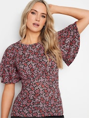 Long Tall Sally Red Flutter Sleeve Tea Top - Image 4 of 5