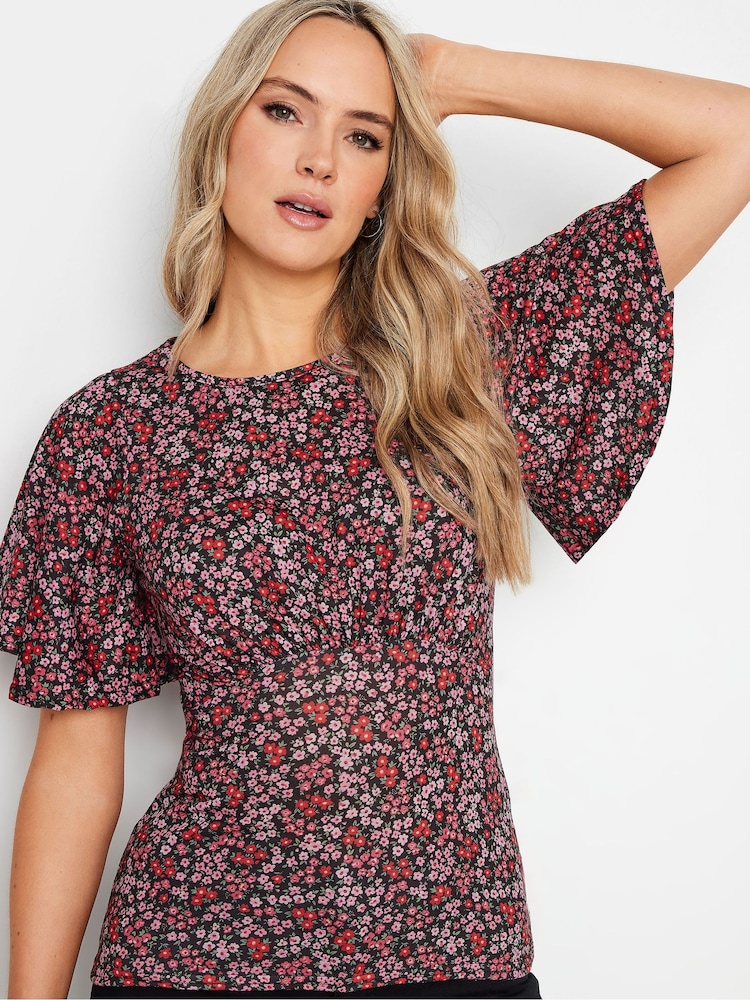 Long Tall Sally Red Flutter Sleeve Tea Top - Image 4 of 5