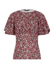 Long Tall Sally Red Flutter Sleeve Tea Top - Image 5 of 5