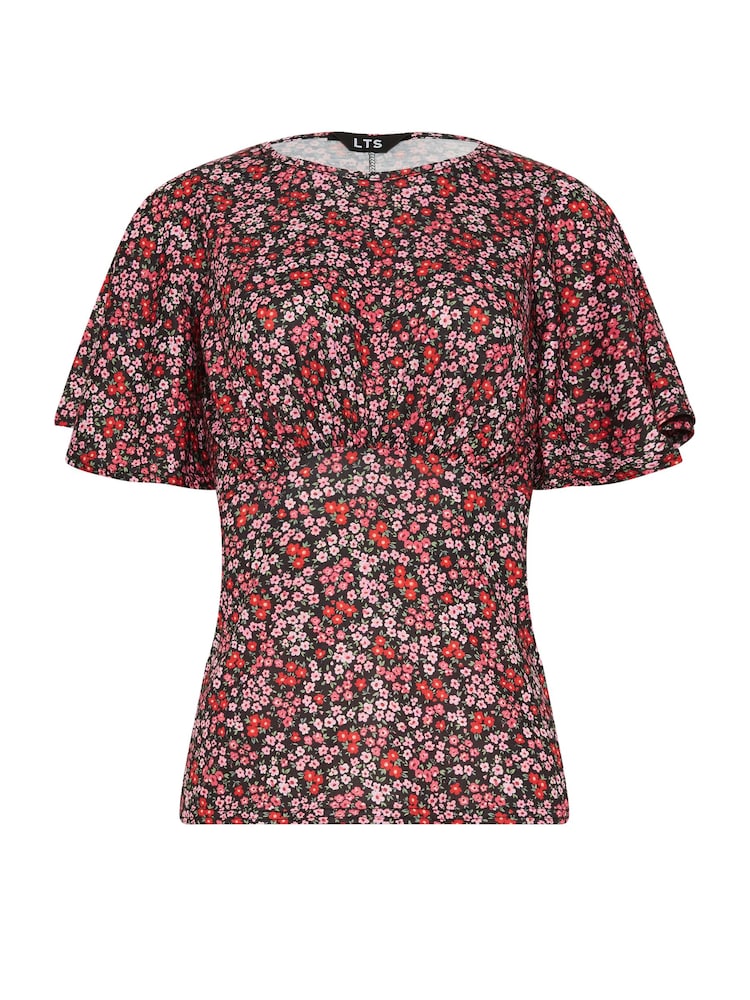 Long Tall Sally Red Flutter Sleeve Tea Top - Image 5 of 5