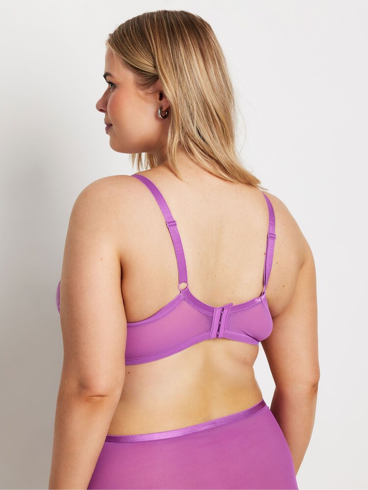 Yours Curve Blue Aureilia Lace Underwire 100% Cotton Bra - Image 2 of 4