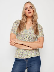 Long Tall Sally Yellow Puff Sleeve Wrap Top - Image 1 of 5