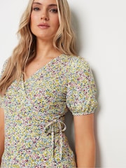 Long Tall Sally Yellow Puff Sleeve Wrap Top - Image 4 of 5