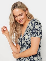 Long Tall Sally Blue Puff Sleeve Wrap Top - Image 2 of 5
