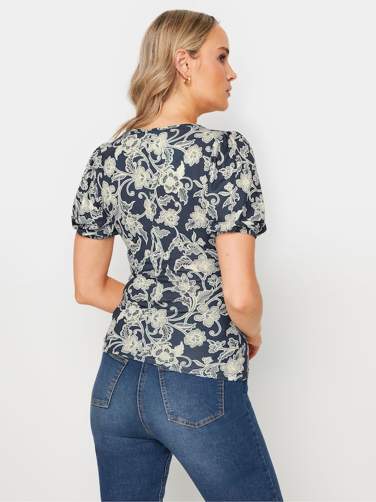 Albastru - Long Tall Sally Mânecă bufantă Wrap Top - Image 4 of 5