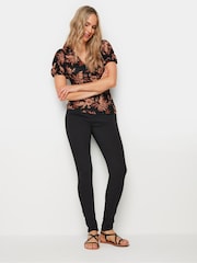 Long Tall Sally Black Puff Sleeve Wrap Top - Image 2 of 5
