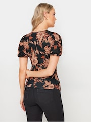 Long Tall Sally Black Puff Sleeve Wrap Top - Image 3 of 5