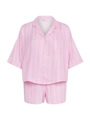 Pink - Set Piyama Garis-Garis Double Cloth 100% Katun Yours Curve - Gambar 5 dari 5