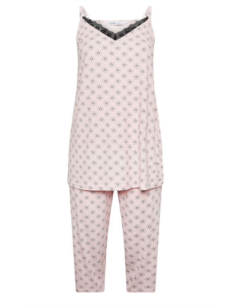Yours Curve Pink Sparkly Star Cami Top Pyjamas Set - Image 5 of 5