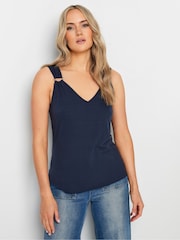 Long Tall Sally Blue V-Neck Hardwear Ribbed Vest - Image 1 of 5