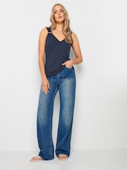 Long Tall Sally Blue V-Neck Hardwear Ribbed Vest - Image 3 of 5
