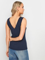 Long Tall Sally Blue V-Neck Hardwear Ribbed Vest - Image 5 of 5