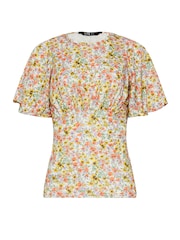 Long Tall Sally Natural Flutter Sleeve Tea Top - Image 5 of 5