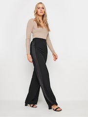 Long Tall Sally Black Satin Side Stripe Trousers - Image 1 of 5