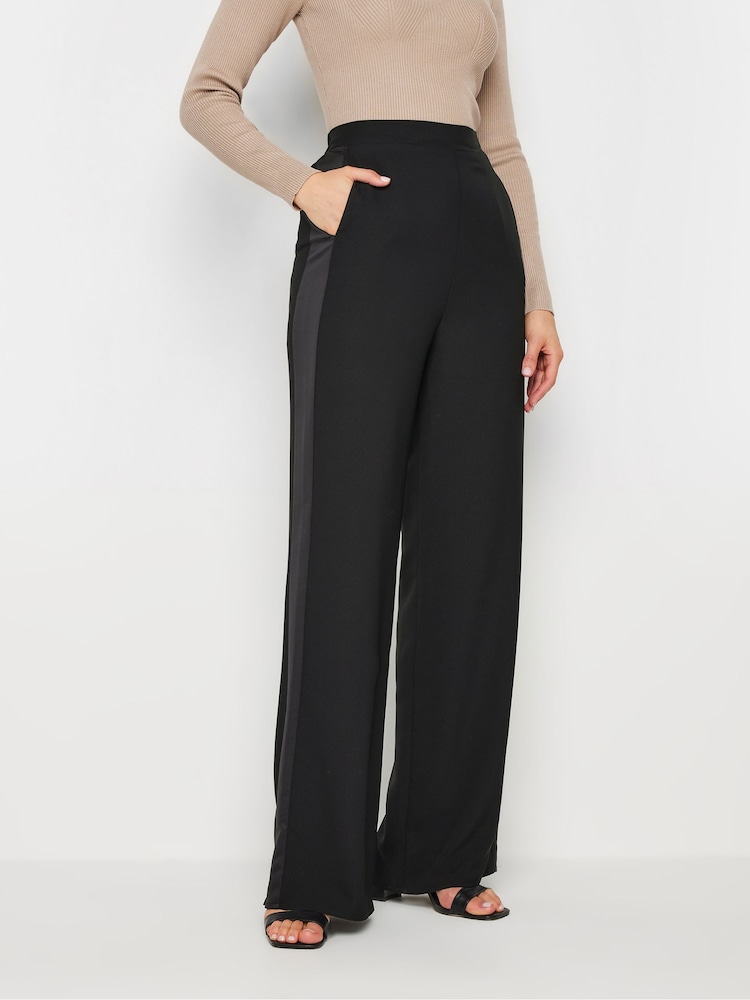 Long Tall Sally Black Satin Side Stripe Trousers - Image 2 of 5