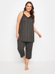 Yours Curve Black Spotty Herringbone Cami Pyjamas Set - Image 2 of 5