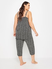 Yours Curve Black Spotty Herringbone Cami Pyjamas Set - Image 3 of 5