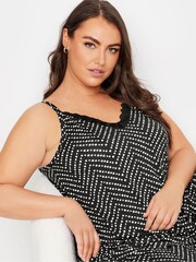 Yours Curve Black Spotty Herringbone Cami Pyjamas Set - Image 4 of 5