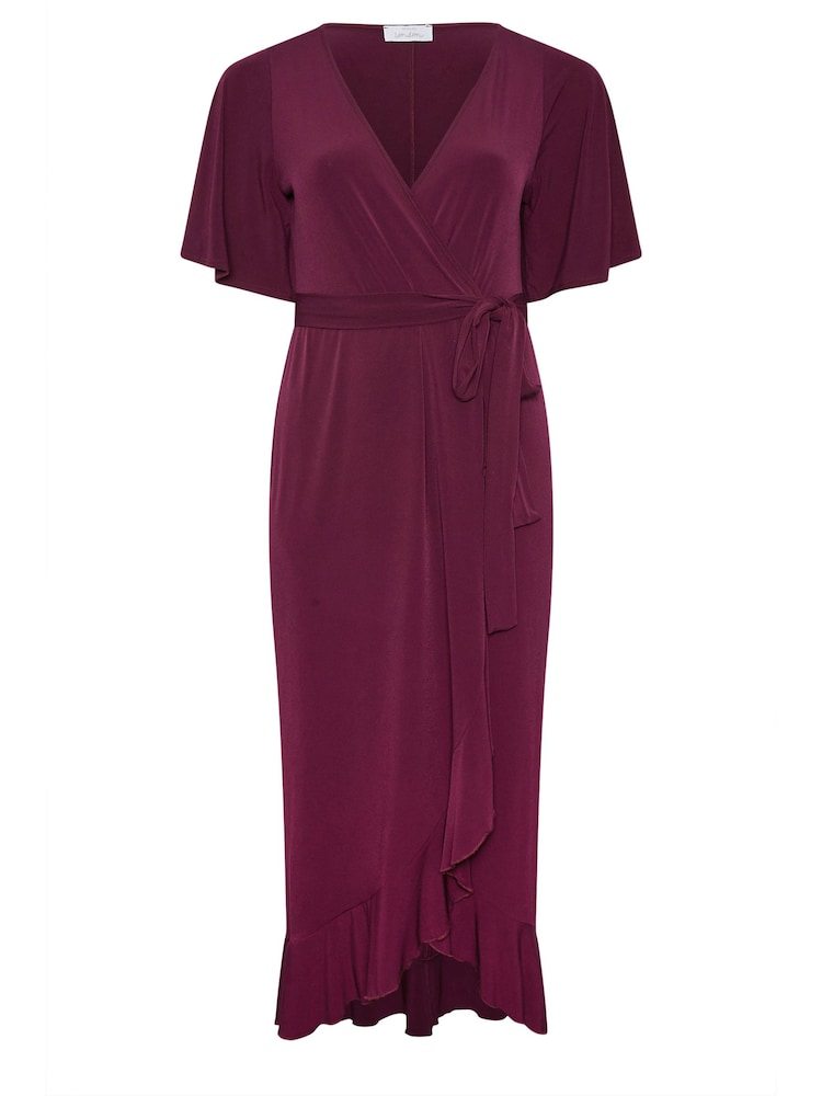 Weinrot - Yours Curve Wickelkleid mit Rüschensaum - Bild 5 von 5 Weinrot - Yours Curve Wickelkleid mit Rüschensaum - Bild 5 von 5