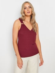 Long Tall Sally Red V-Neck Hardwear Ribbed Vest - Image 1 of 5