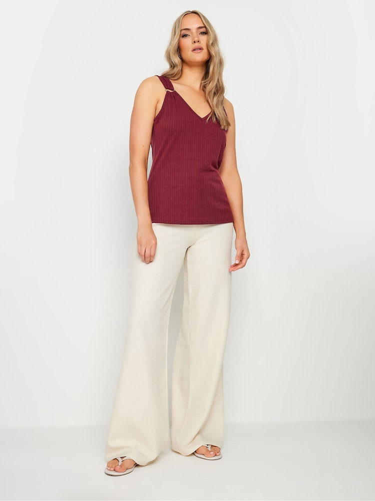 Long Tall Sally Red V-Neck Hardwear Ribbed Vest - Image 2 of 5