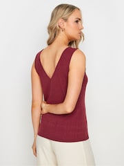 Long Tall Sally Red V-Neck Hardwear Ribbed Vest - Image 3 of 5