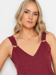 Long Tall Sally Red V-Neck Hardwear Ribbed Vest - Image 4 of 5