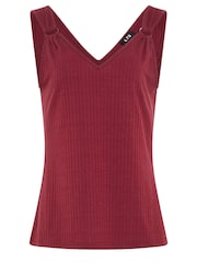 Long Tall Sally Red V-Neck Hardwear Ribbed Vest - Image 5 of 5