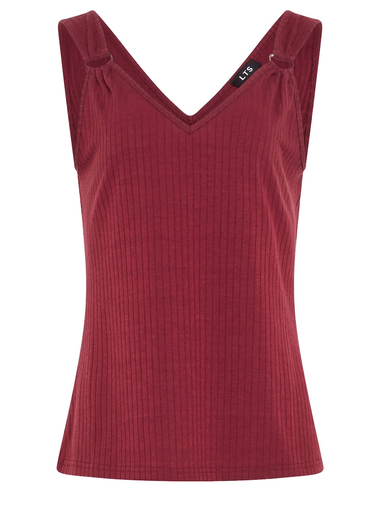 Long Tall Sally Red V-Neck Hardwear Ribbed Vest - Image 5 of 5