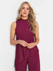 Long Tall Sally Pink Berry Textured Sleeveless Asymetric Top - Image 1 of 6