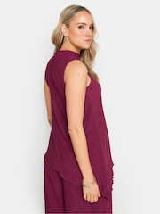 Long Tall Sally Pink Berry Textured Sleeveless Asymetric Top - Image 3 of 6