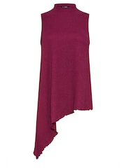 Long Tall Sally Pink Berry Textured Sleeveless Asymetric Top - Image 6 of 6