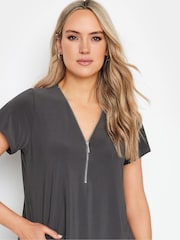 Long Tall Sally Grey Zip Detail T-Shirt - Image 4 of 5