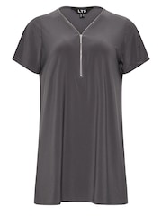 Long Tall Sally Grey Zip Detail T-Shirt - Image 5 of 5