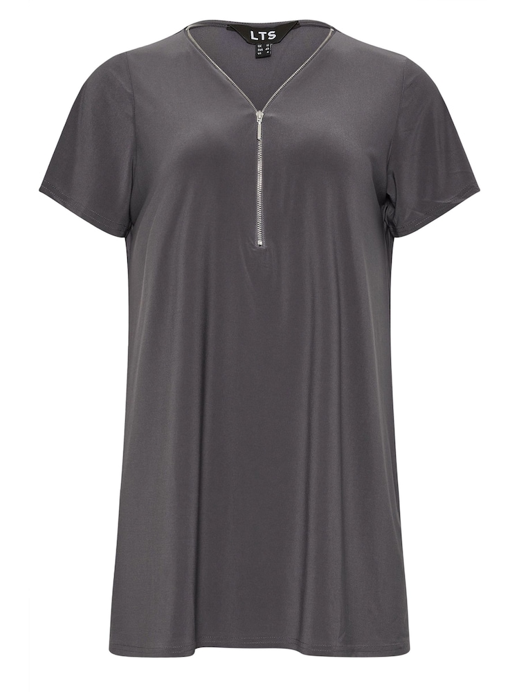 Long Tall Sally Grey Zip Detail T-Shirt - Image 5 of 5