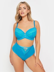 Yours Curve Blue Lace Detail Padded Bra - Image 1 of 5