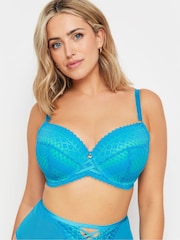 Yours Curve Blue Lace Detail Padded Bra - Image 2 of 5