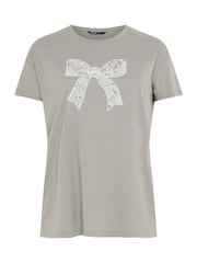 Yours Curve Grey Diamante Bow Print T-Shirt - Image 5 of 5