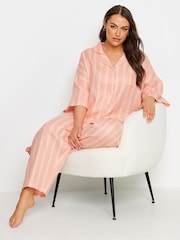 Yours Curve Orange Double Cloth Check 100% Cotton Pyjamas Set - Image 1 of 5