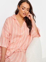 Yours Curve Orange Double Cloth Check 100% Cotton Pyjamas Set - Image 4 of 5