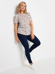 M&Co White Floral Short Sleeve Jersey Top - Image 2 of 5