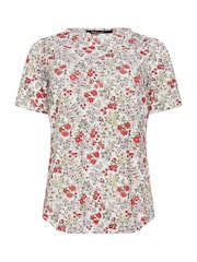 M&Co White Floral Short Sleeve Jersey Top - Image 5 of 5