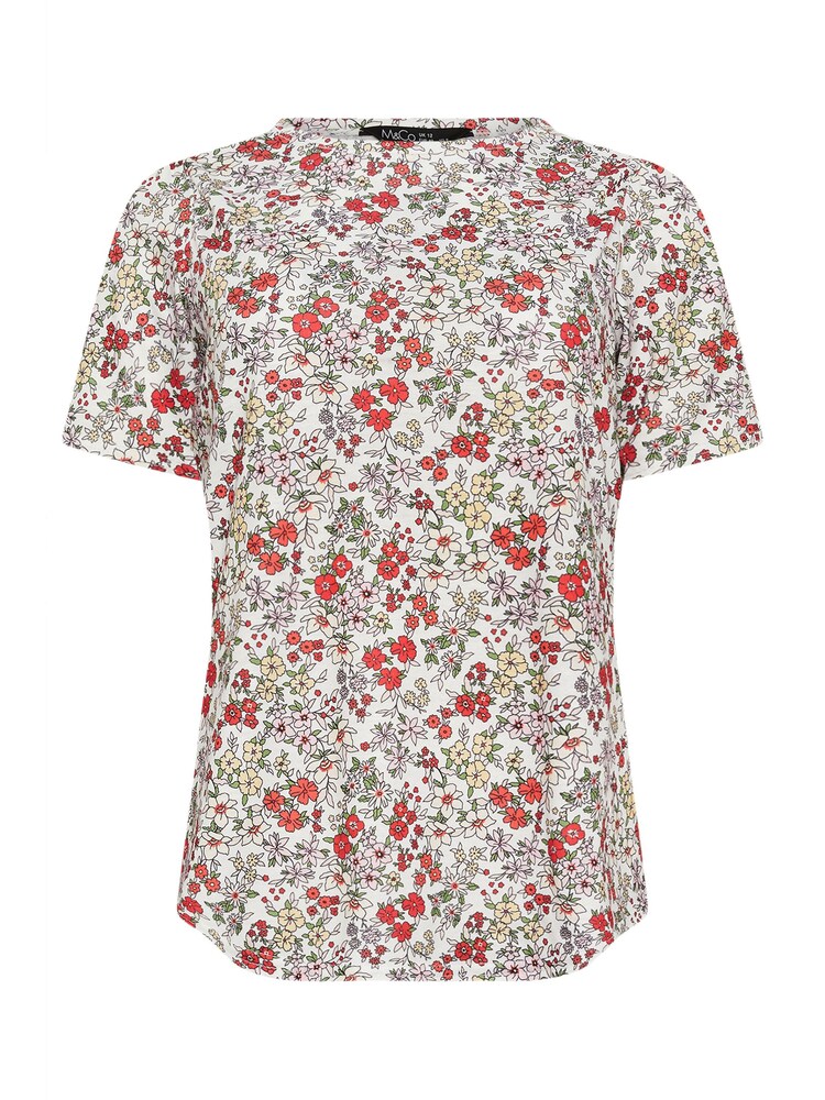 Blanco - M&Co Floral Short Sleeve Jersey Top - Imagen 5 de 5 Blanco - M&Co Floral Short Sleeve Jersey Top - Imagen 5 de 5