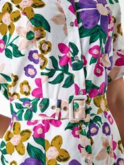 Roman Purple Floral Frill 100% Cotton Shirt Dress - Image 5 of 5