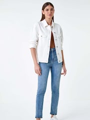 Roman White Oversized 100% Cotton Denim Jacket - Image 2 of 5