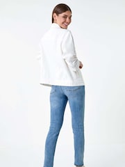 Roman White Oversized 100% Cotton Denim Jacket - Image 3 of 5