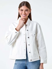 Roman White Oversized 100% Cotton Denim Jacket - Image 4 of 5