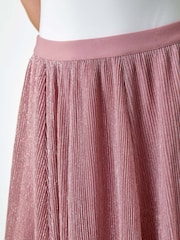 Roman Pink A-Line Shimmer Stretch Midi Skirt - Image 5 of 5